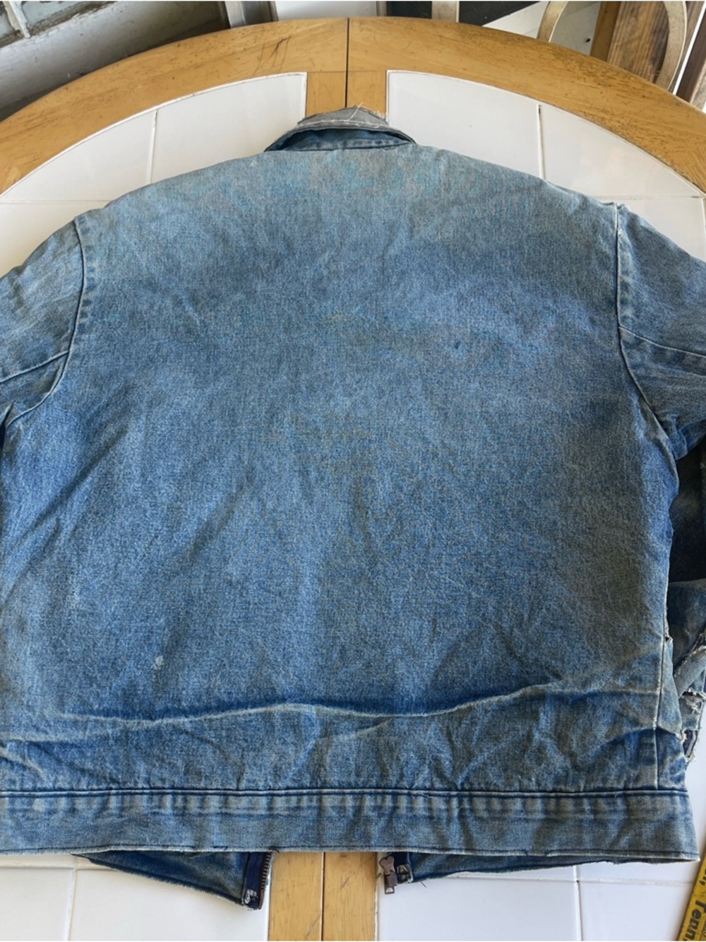 Vintage Big Ben Wrangler Denim Bomber Jacket M Chore Coat Workwear Distressed - Picture 9 of 16